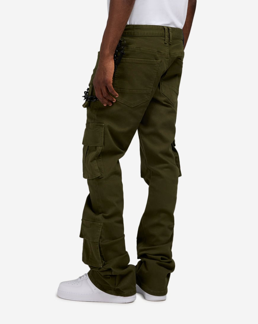 Shop Smoke Rise Stacked Flare Twill Pants JP25632SNZ-OLV green