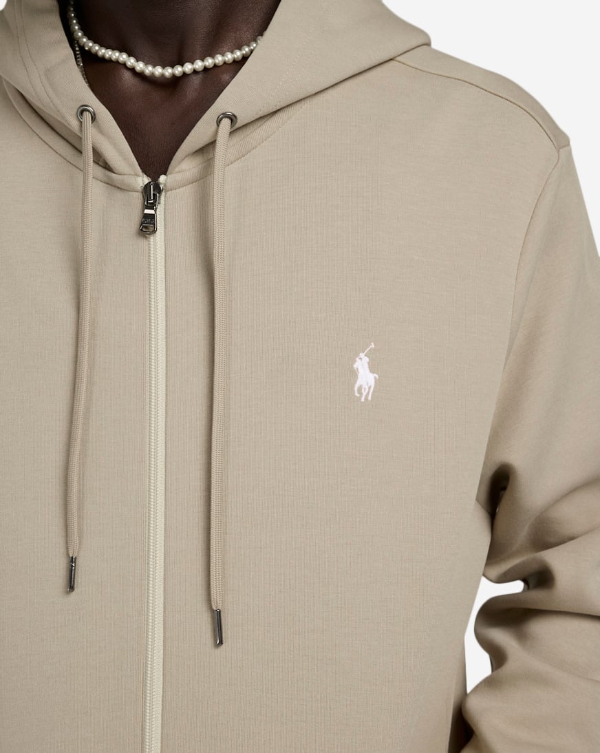 Shop Polo Ralph Lauren Tech Knit Full Zip Hoodie 710881517048 KHA beige SNIPES USA