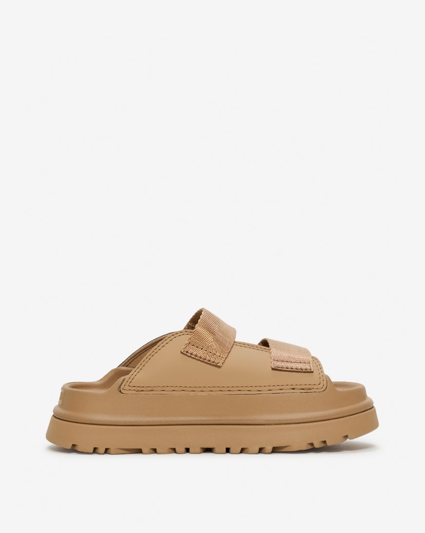 靴 UGG GoldenGlow Slide Dark Sand UGG GOLDENGLOW SLIDE DARK SAND STRAPPY PLATFORM SANDALS US 7 / EU