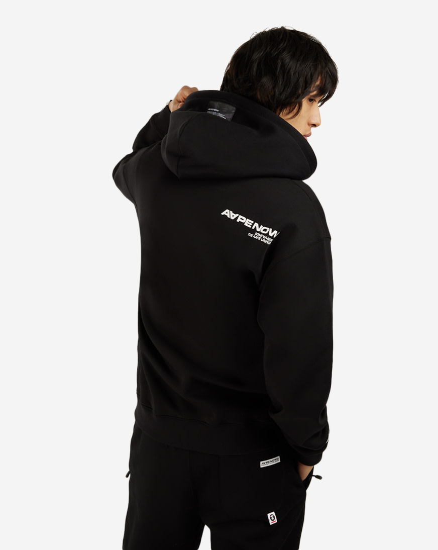 Shop AAPE Zip Up Fleece Hoodie AAPSWMA314XXLBKX black