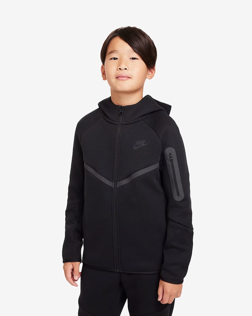 Shop Nike Big Kids' Tech Fleece Full-Zip Hoodie HV5867-010 black