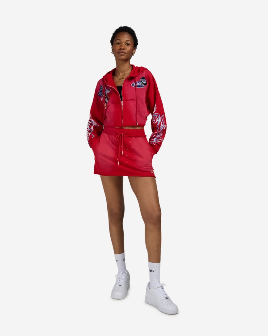 Shop Von Dutch Cropped Full Zip Hoodie VND2B0071SN red | SNIPES USA