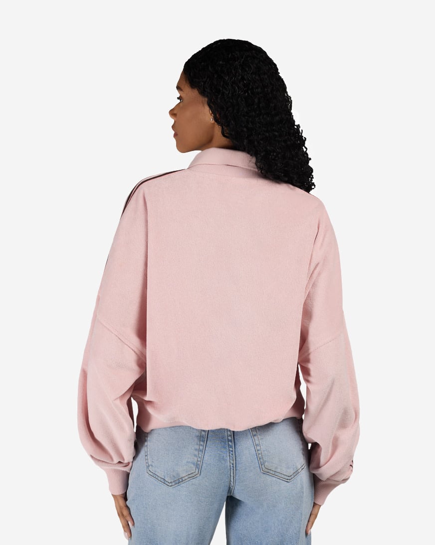 Shop adidas Terry Towel V Neck Polo Shirt KD1400 pink | SNIPES USA