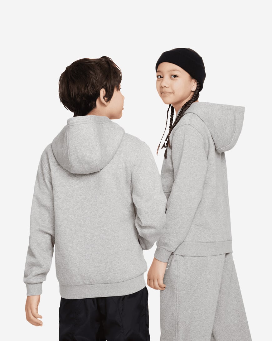 Shop Nike Big Kids' NSW Club Fleece Hoodie FD3000-063 grey