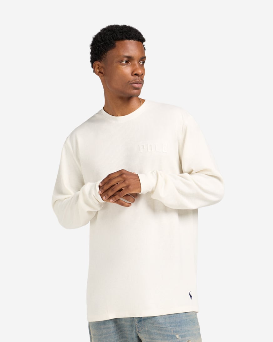 Shop Polo Ralph Lauren Embossed Thermal PWLE2F-J01-NEV white