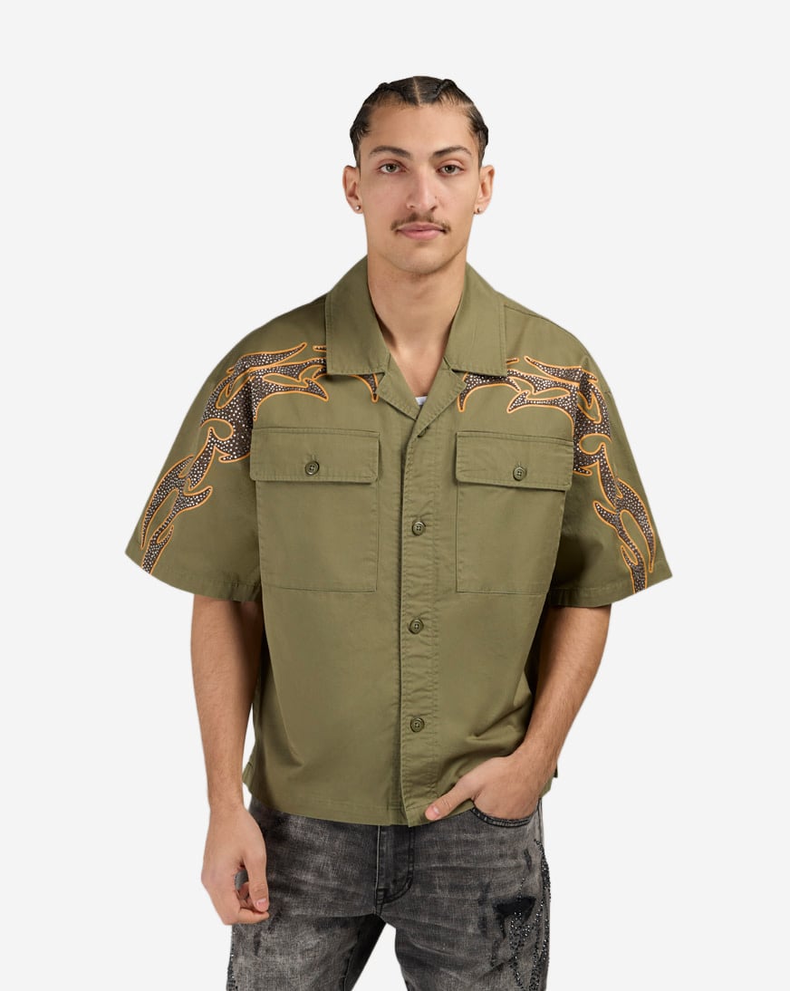 トップス ryosuke Shop Smoke Rise Rise Over Chaos Woven Shirt WH26S429SNZ-GRN green