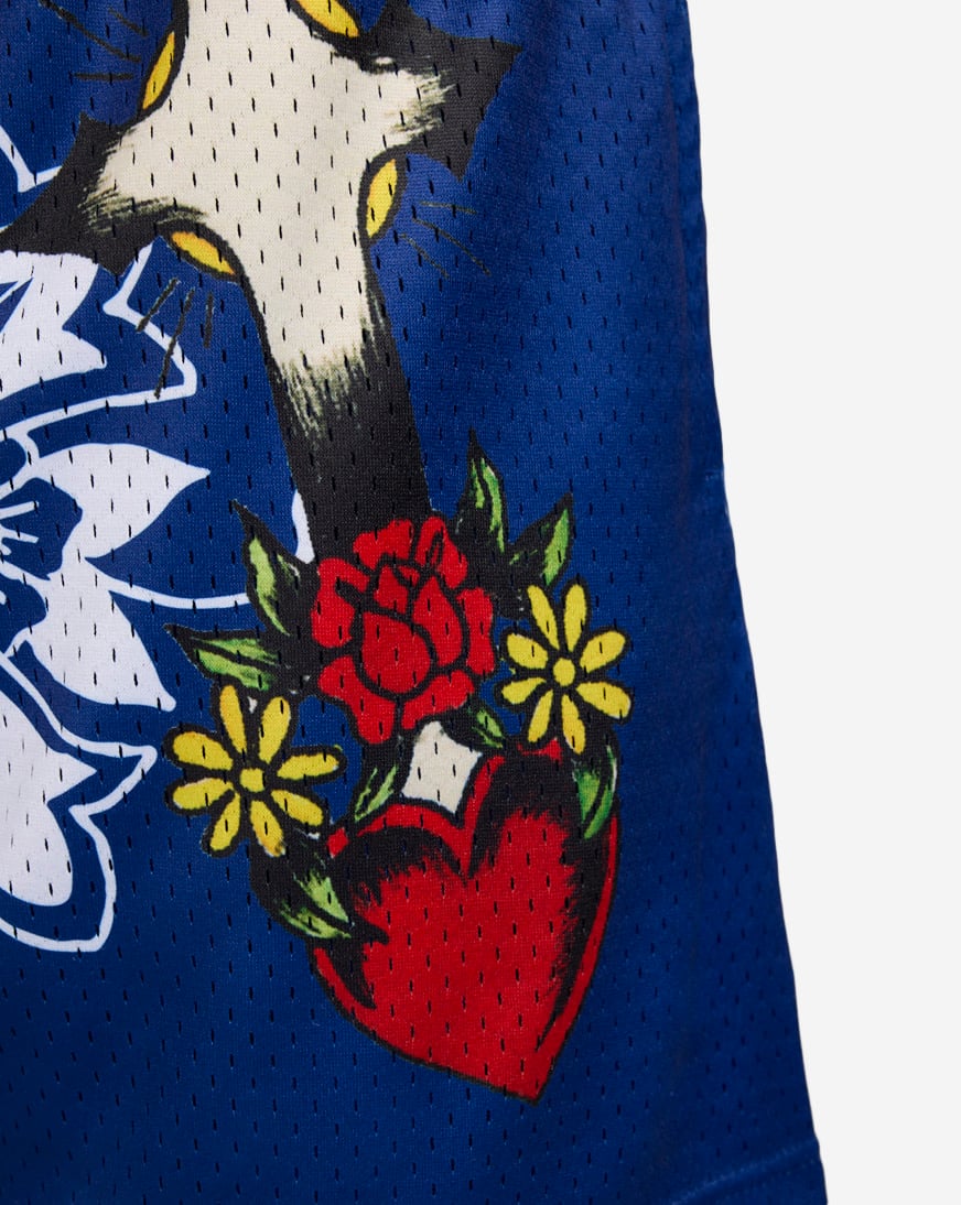 Shop Ed Hardy Cross Snake Mesh Shorts EHM8004-6-BLU blue