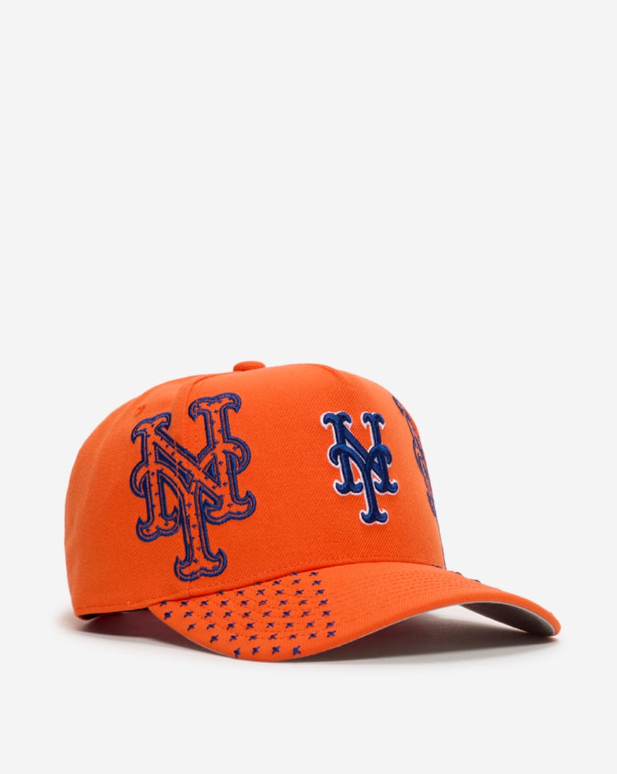 Shop Mitchell Ness New York Mets Pro Pinch Triple Logo Snapback