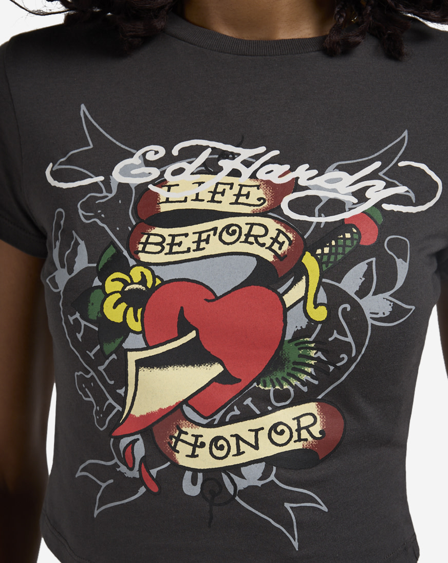 Shop Ed Hardy Heart Sword Baby Tee EHW1104-169 grey | SNIPES USA