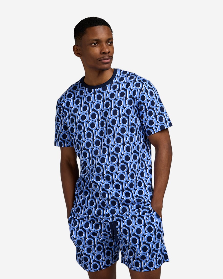 Shop Polo Ralph Lauren Printed Polo Sleep Shirt PL88FR-A2NZ blue