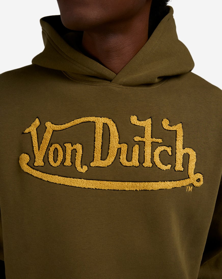 Shop Von Dutch Embroiderery Patches Hoodie 4VND2A7441-OLV green