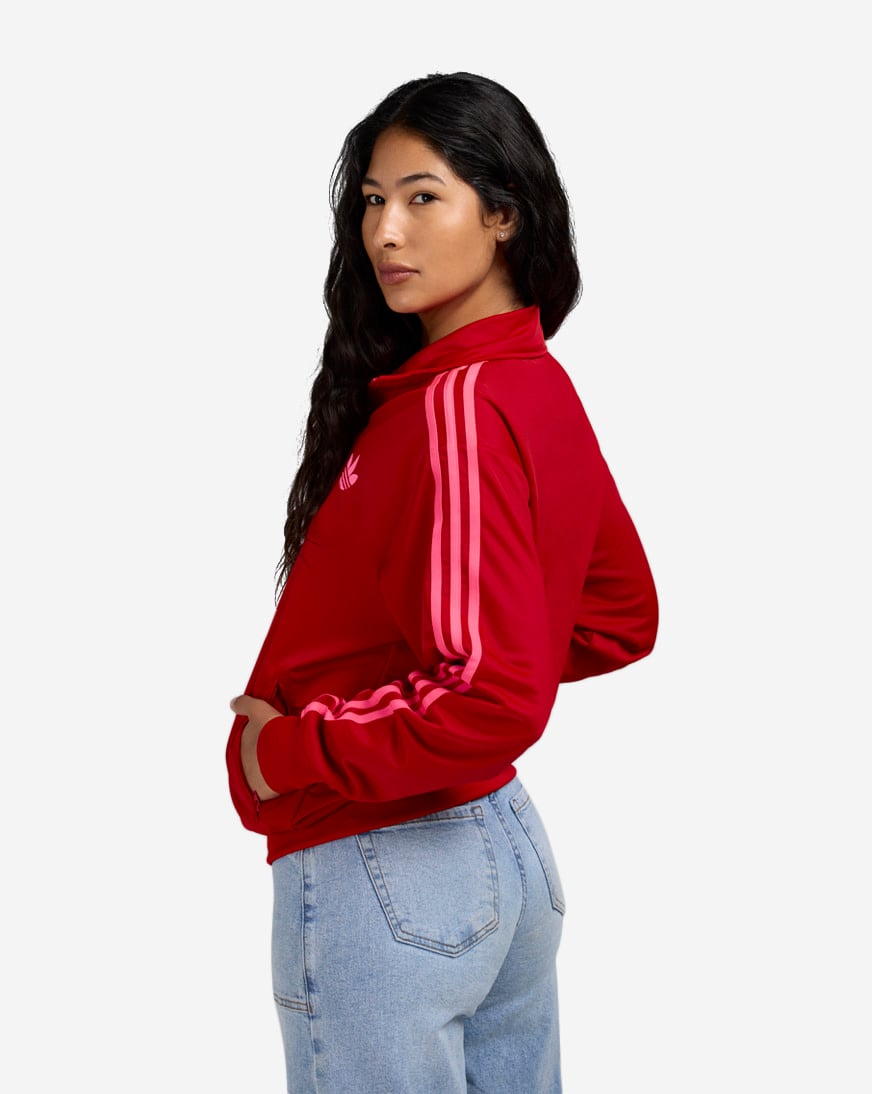 Adidas Essentials Track Jacket Red Navy 3 Stripes VGUC Full