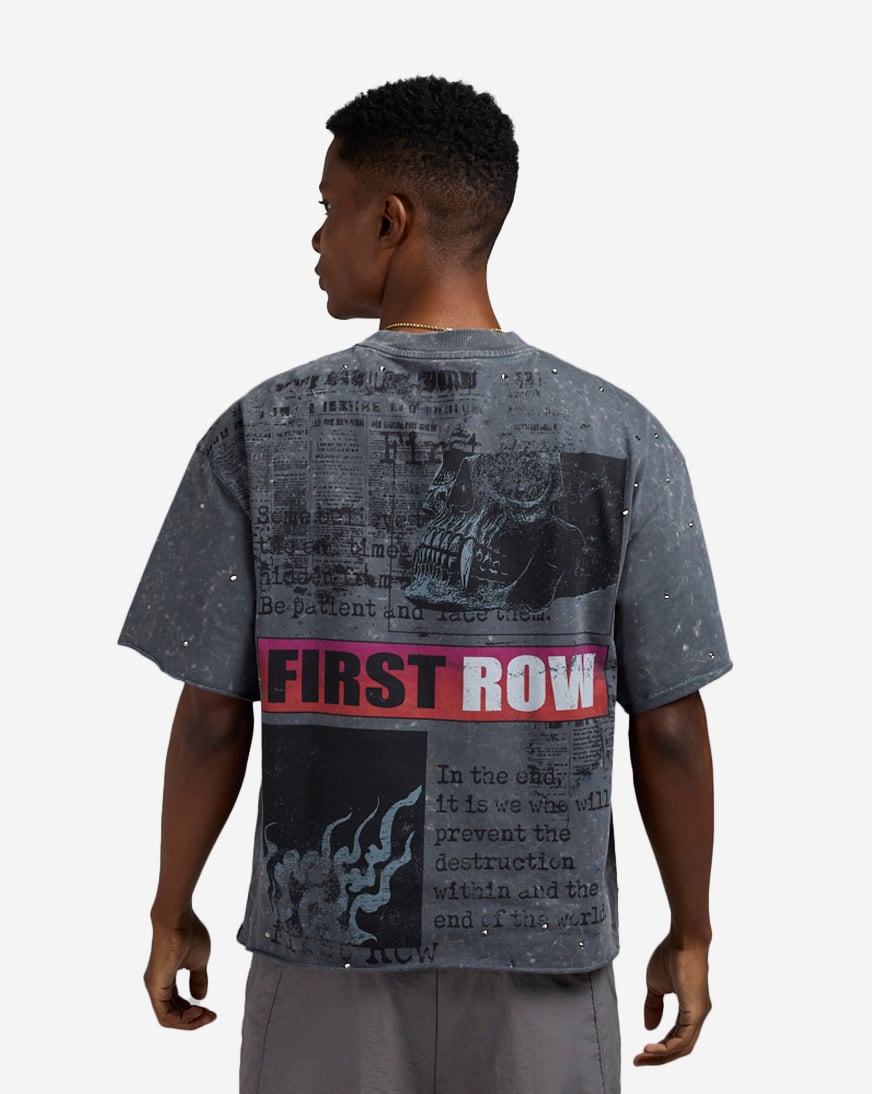 Shop First Row Burning Flame Endores Terry tee FRM3026-GRY grey