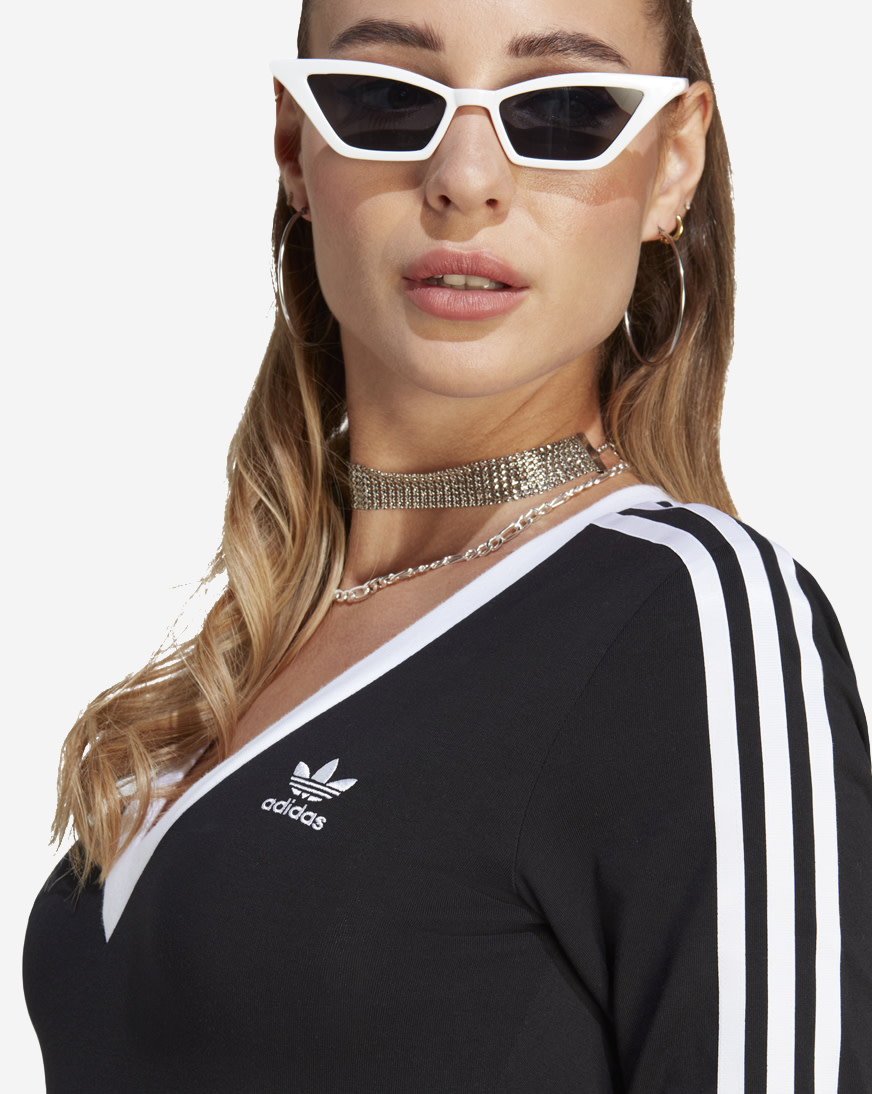 Shop adidas 3/4 Sleeve Maxi V Neck Dress IK0439 black