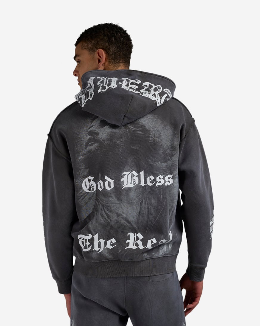 Shop Hasta Muerte Muerte Cross Full Zip Hoodie HMCROSSHOOD-BLK