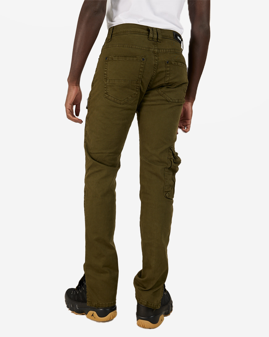 Shop KCGG Cargo Pocket Denim Jeans PRWB1359-OLV green