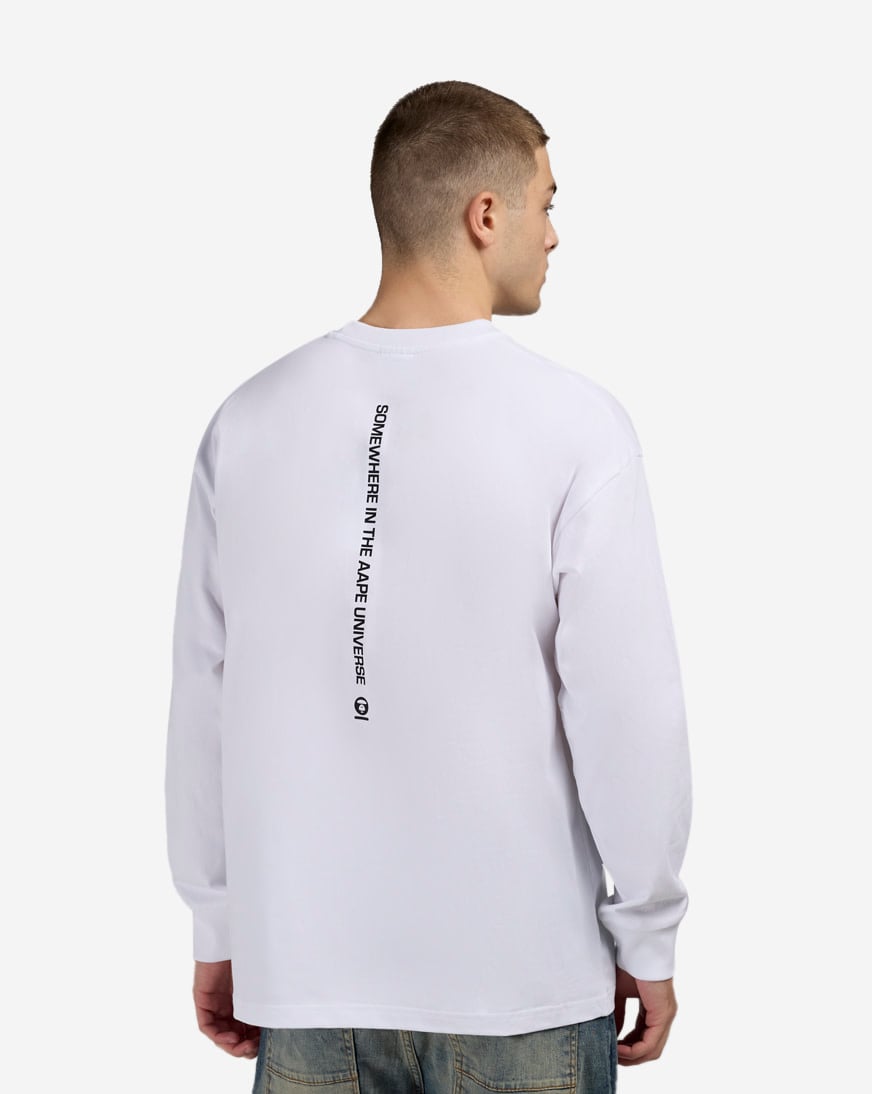 Shop AAPE Cotton Jersey Long Sleeve Tee AAPLTM1716XXP-WHX white