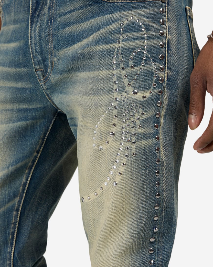 Shop Smoke Rise Studded Rip Repair Stacked Flare Jeans JP25712SNZ