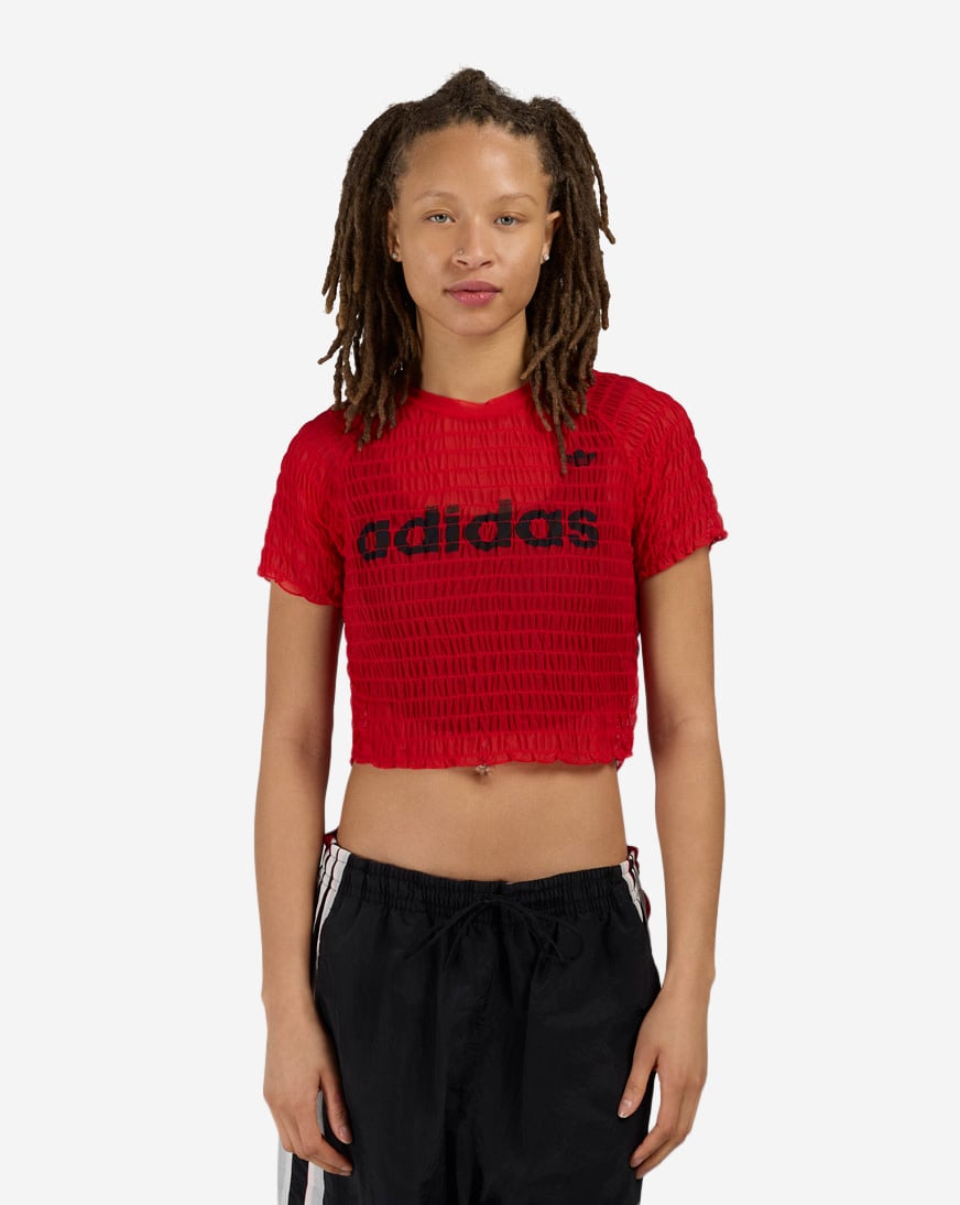 Shop adidas Smocked Cali Tee KE3432 red | SNIPES USA