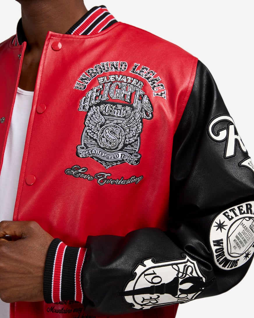 Shop Smoke Rise Legacy PU Varsity Jacket OH25699SN-RED red