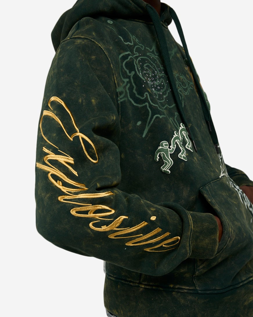 Shop Smoke Rise Rhinestone Dystopia Hoodie FO24558SN-GRN