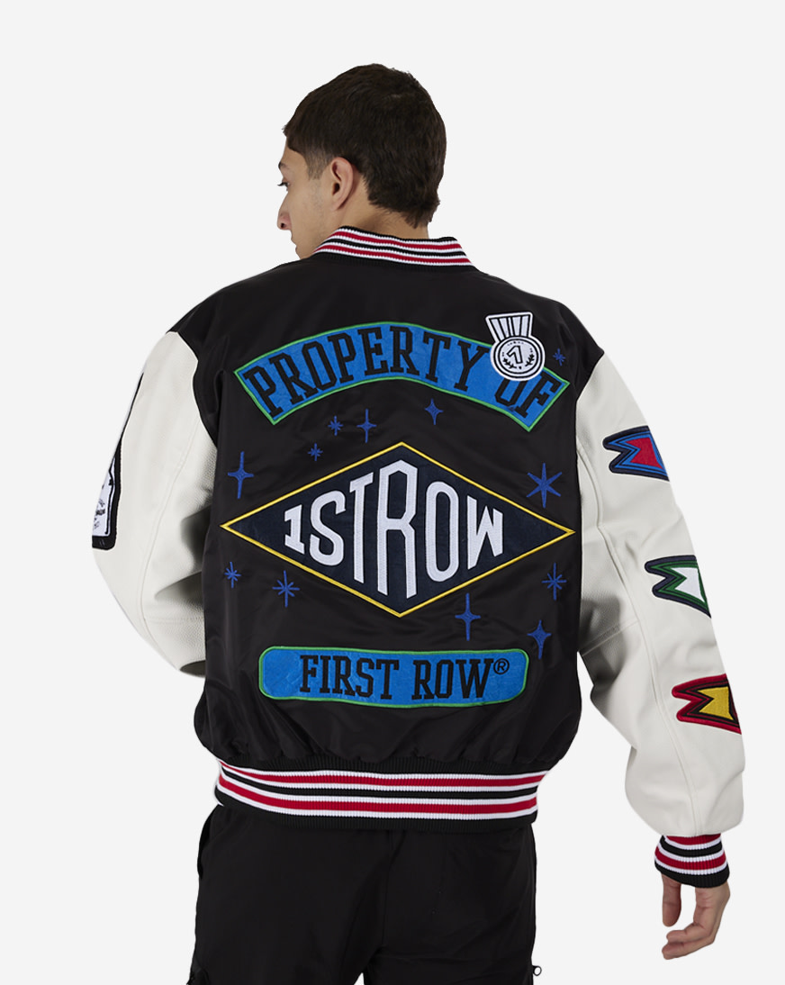 Shop First Row Nylon Varsity Jacket FRJ0051S-BLK black
