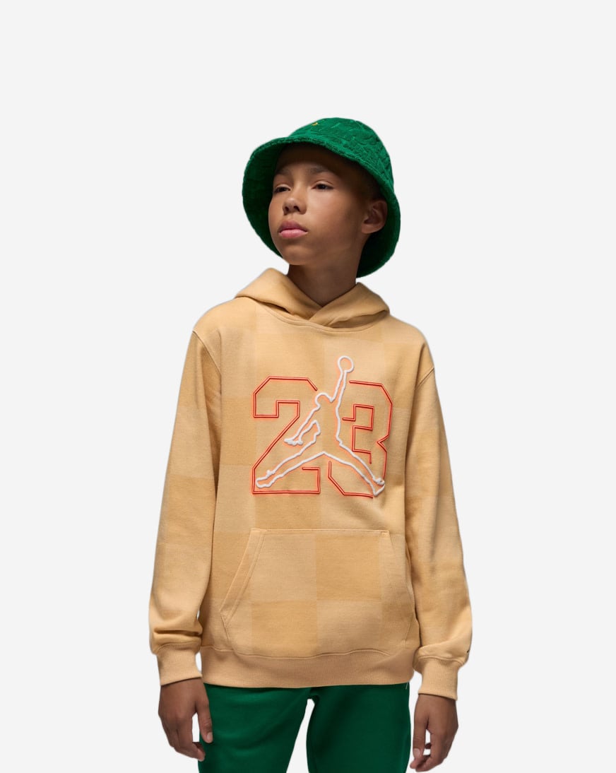 Shop Jordan Big Kids' Deep Dish Pullover Hoodie 95F187-X21 beige