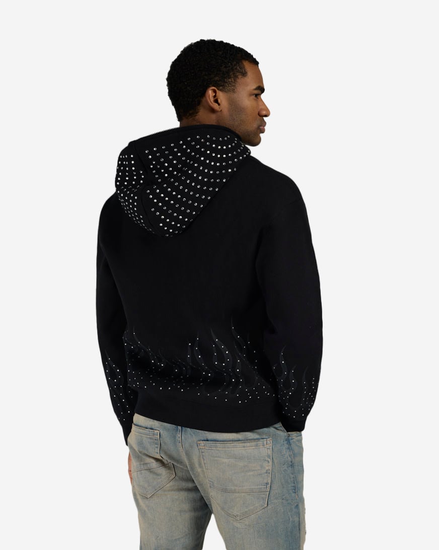 Shop Hasta Muerte Muerte Flames Hoodie MUERTEFLMHOOD-01 black