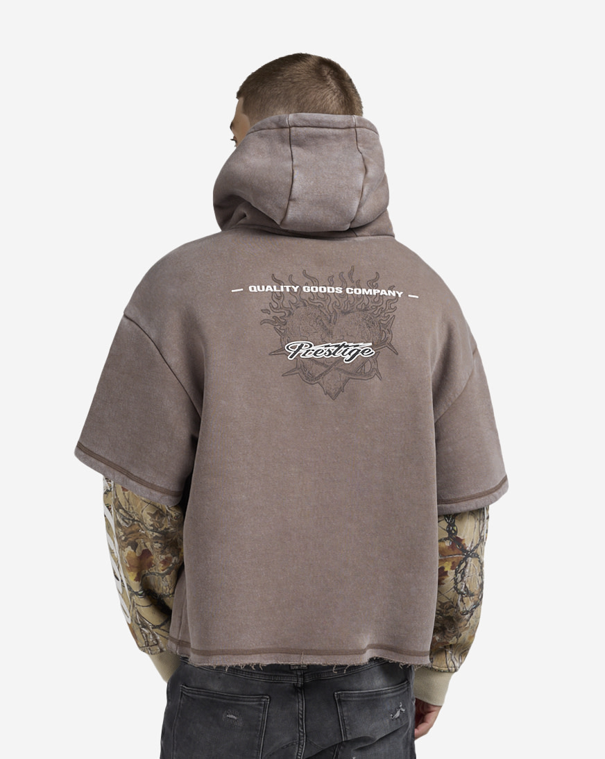 Shop Smoke Rise Boundless Fleece 2 Fer Hoodie FO25672SNZ-FAL green