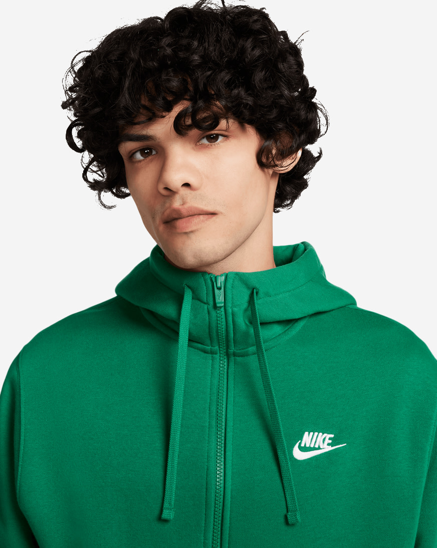 Shop Nike NSW Club Fleece Full-Zip Hoodie BV2645-365 green