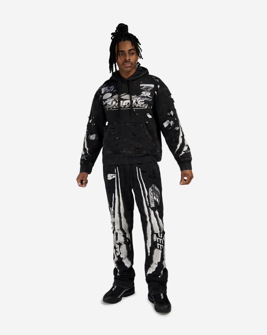 Shop Smoke Rise Racing Fleece Pants FP26S428SNZ-BLK black | SNIPES USA