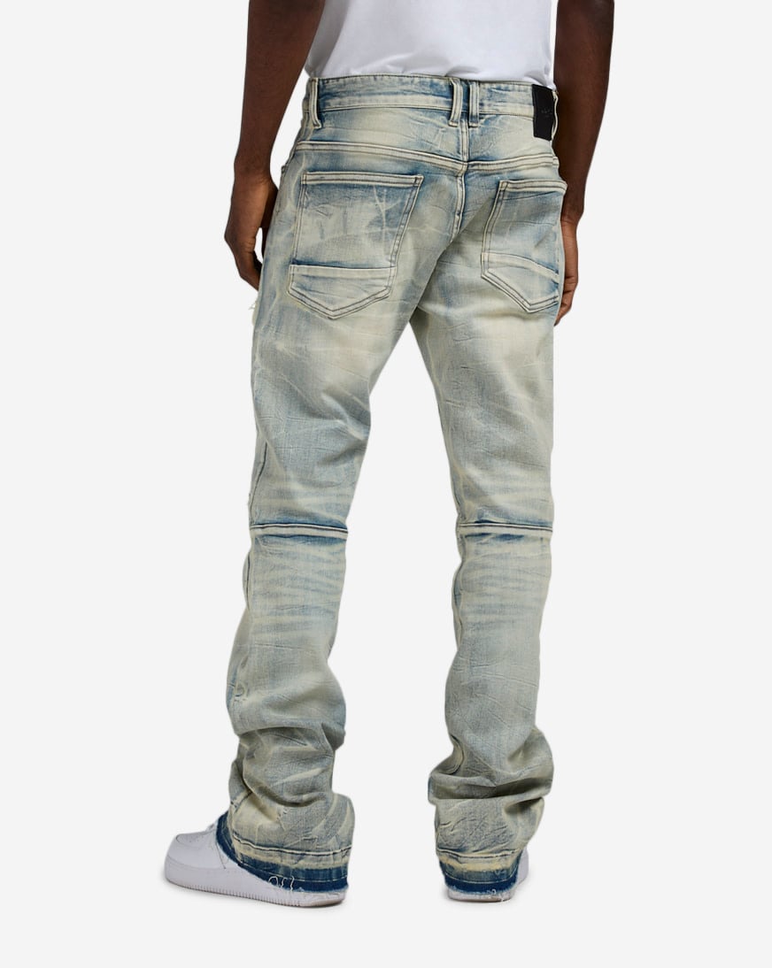 Shop Smoke Rise Lazy Stacked Flare Jeans JP25622SN-SOL blue