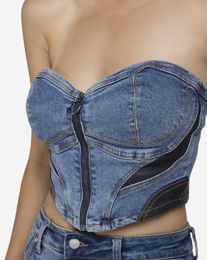 Shop First Row Denim Bustier FRLT3004SN-MED multi | SNIPES USA