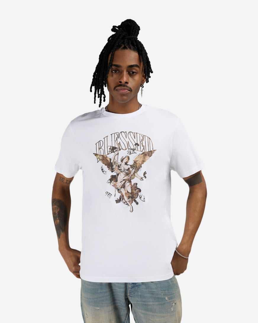 Shop Mister Tee Camo Blessed Angel Tee MTUS491-US-00220 white