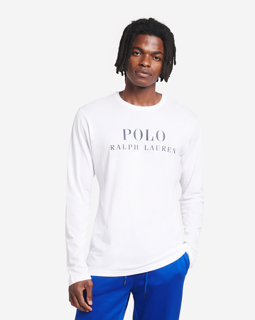 Shop Polo Ralph Lauren Center Print Logo Long Sleeve Tee PL91FR-WHD ...