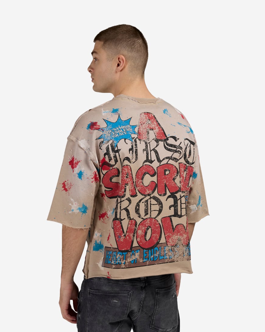 Shop First Row A Sacred Vow Cropped Tee FRM1026-KHA beige | SNIPES USA