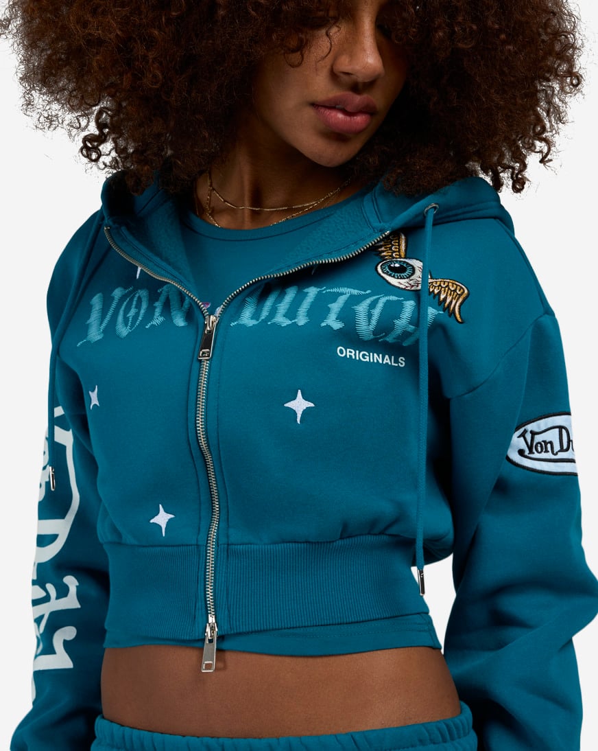 Shop Von Dutch HD Star Eyeball Full-Zip Hoodie 7VND2A7030SN blue