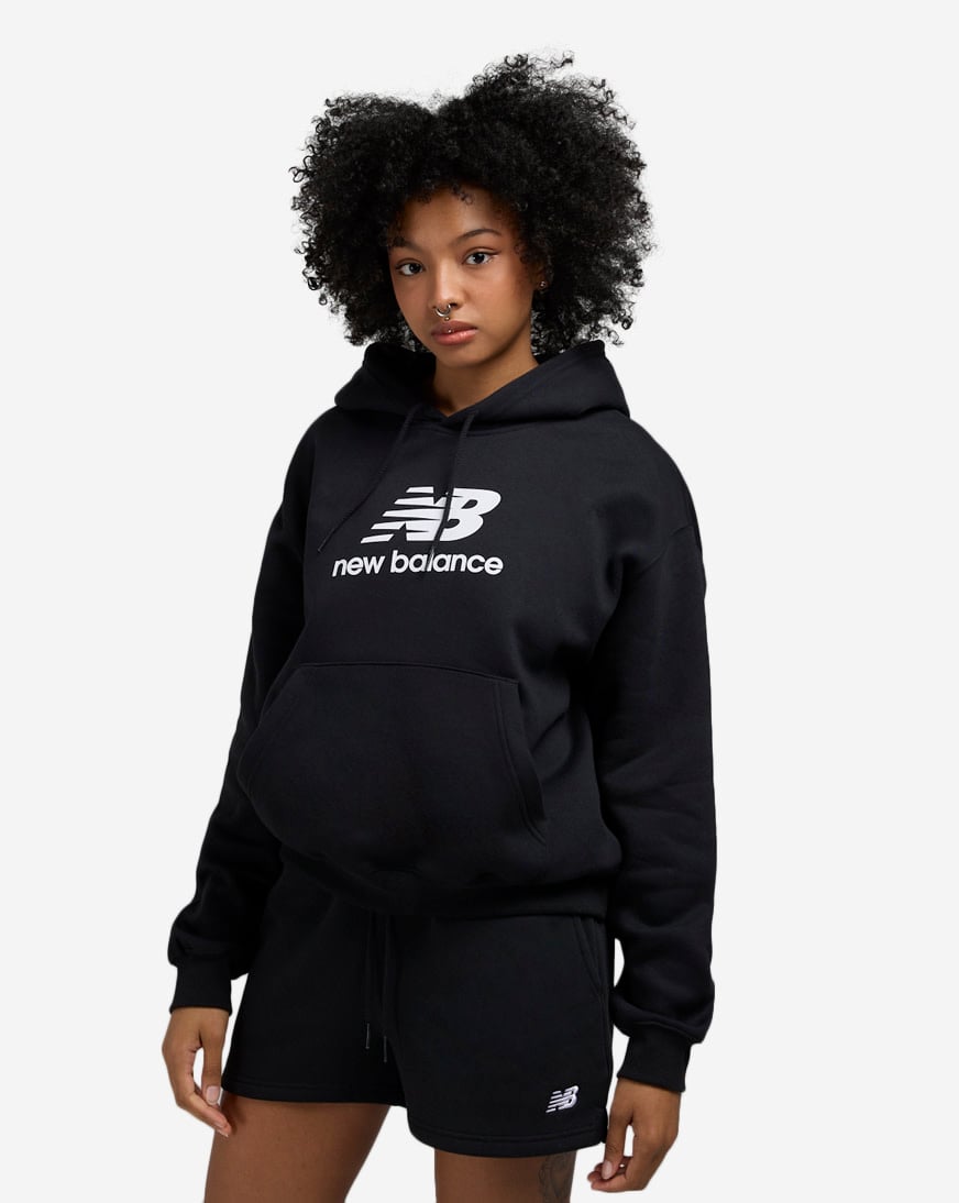 Shop New Balance Sport Essentials Fleece Logo Hoodie WT41506-BK
