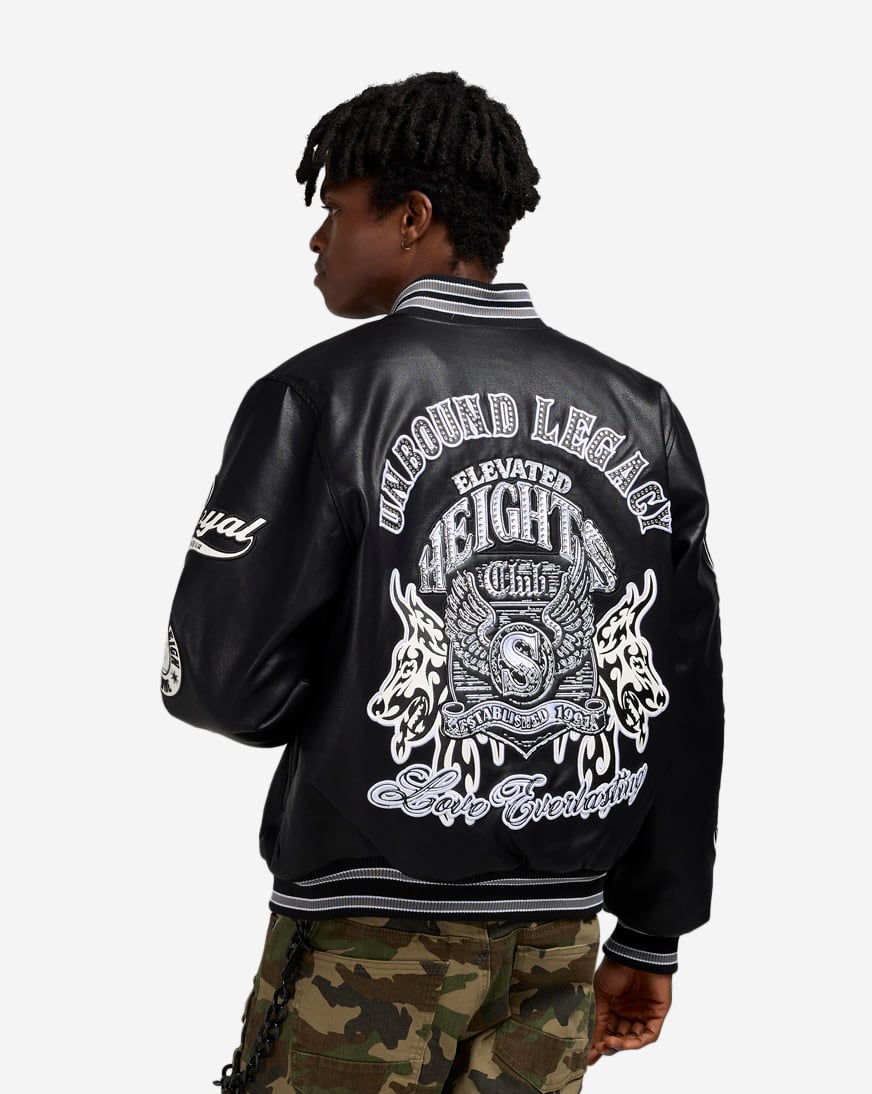 Shop Smoke Rise Legacy PU Varsity Jacket OH25699SN-BLK black