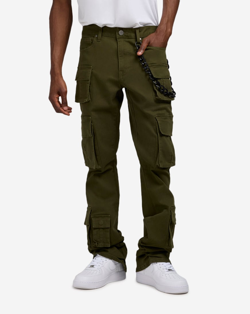 み*様 Stacked Oil Coating Pants Mサイズ Shop Smoke Rise Stacked Flare Twill Pants JP25632SNZ-OLV green