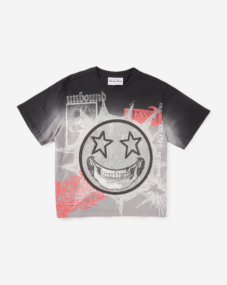 Shop Smoke Rise Kids' Elevate Face Tee BKT26S442SN-ALLOY black