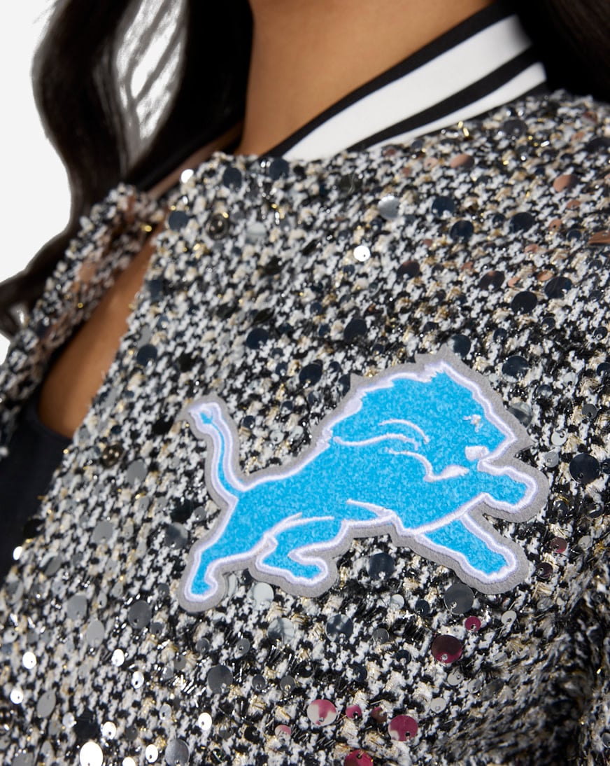 Shop PRO STANDARD Detroit Lions Tweed Sequin Bomber FDLU411937-TTD