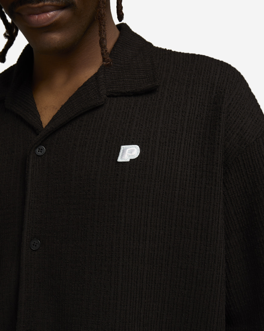 Shop Pegador Libco Structured Knit Shirt PGDR-3618-001 black
