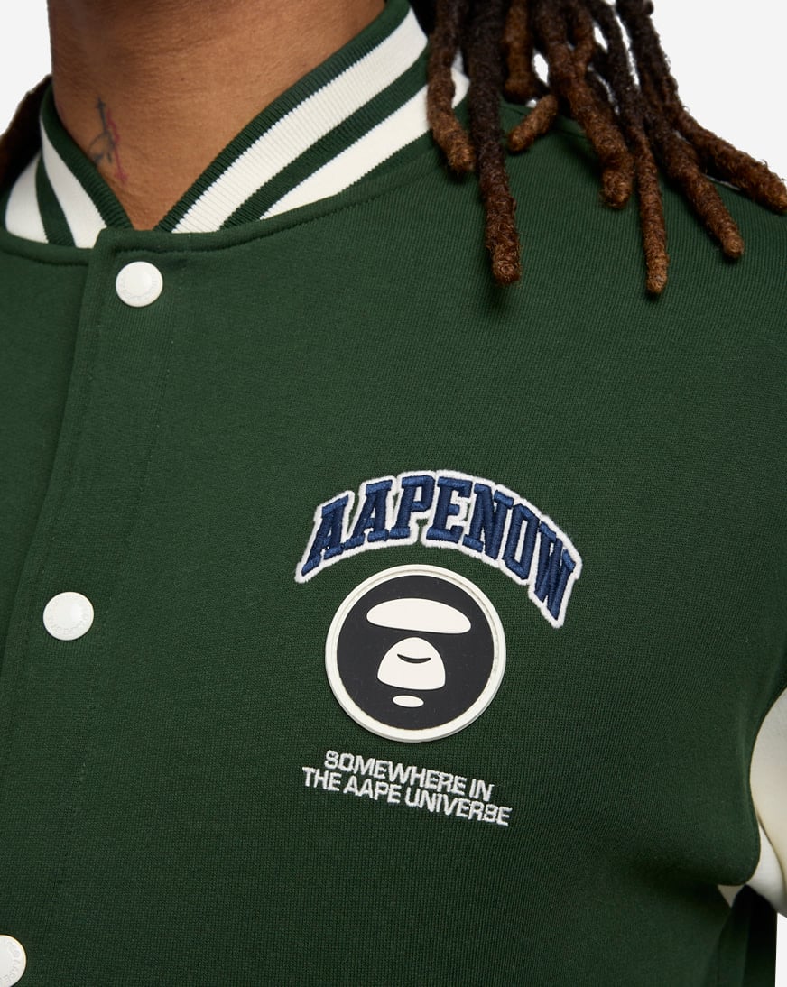 Shop AAPE Baseball Fleece Varsity Jacket AAPSWMB328XANGRD
