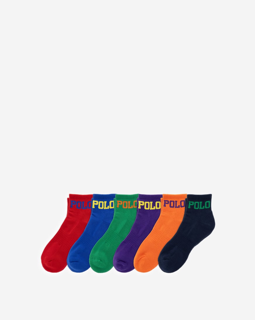 Shop Polo Ralph Lauren 6Pk Color Logo Quarter Socks (L) 824682PK3