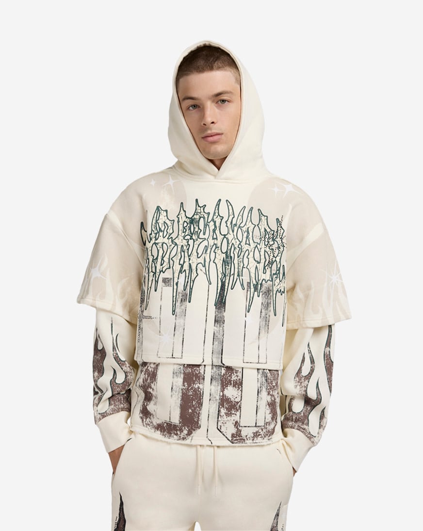 Shop Smoke Rise Unbreakable 2 Fer Hoodie FO25617SN-CHA cream