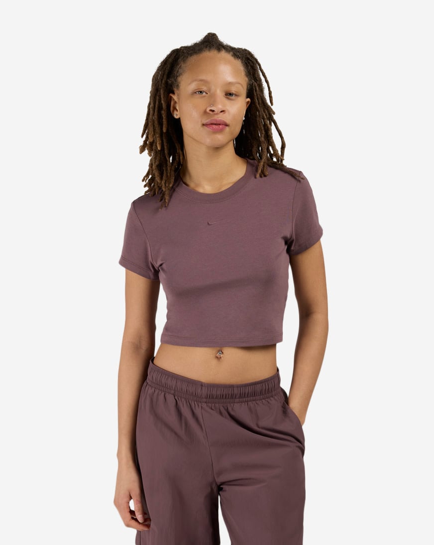 Shop Nike NSW Chill Knit Cropped T-Shirt HF9538-502 purple