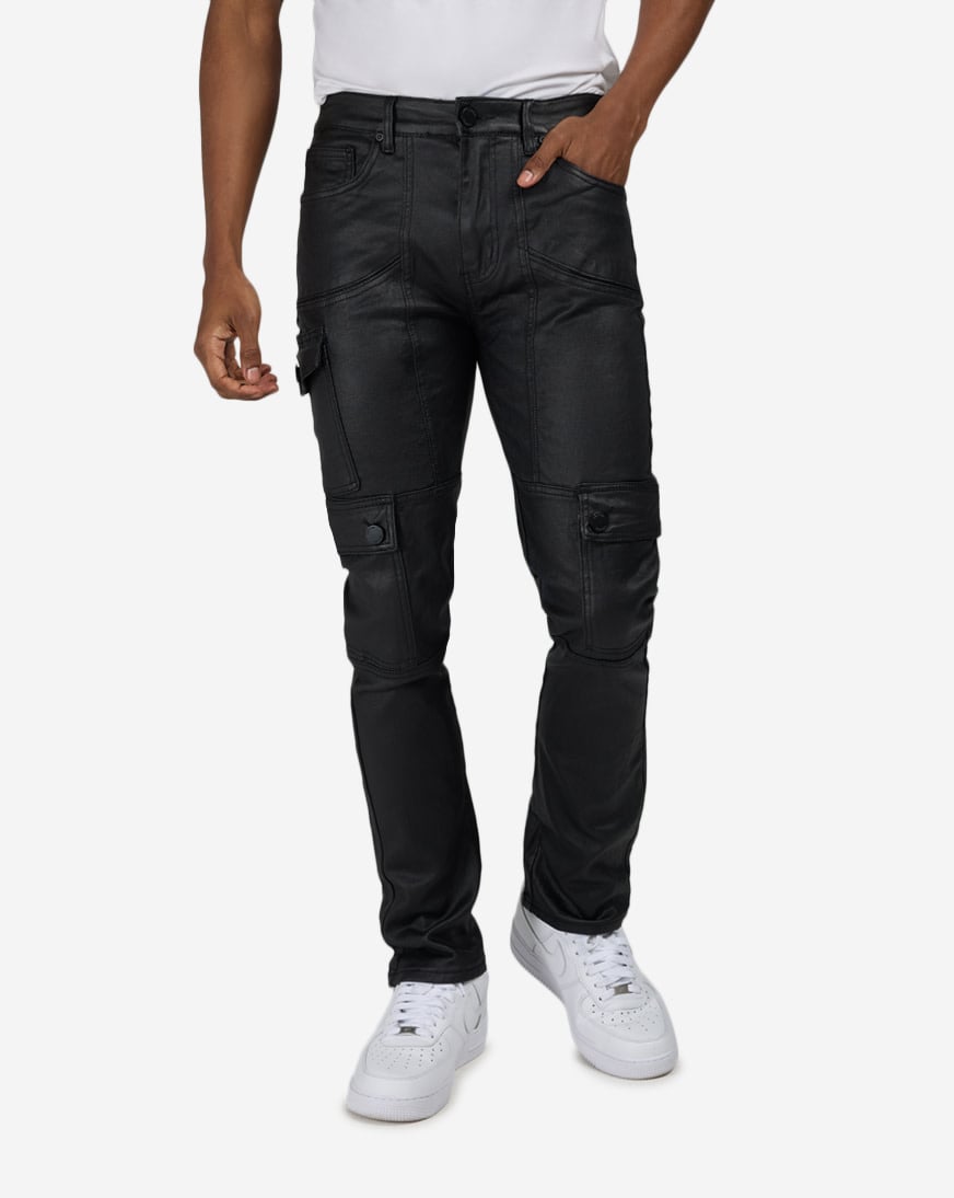 Shop WAIMEA Waxed Cargo Jeans M8308T-BLK black | SNIPES USA