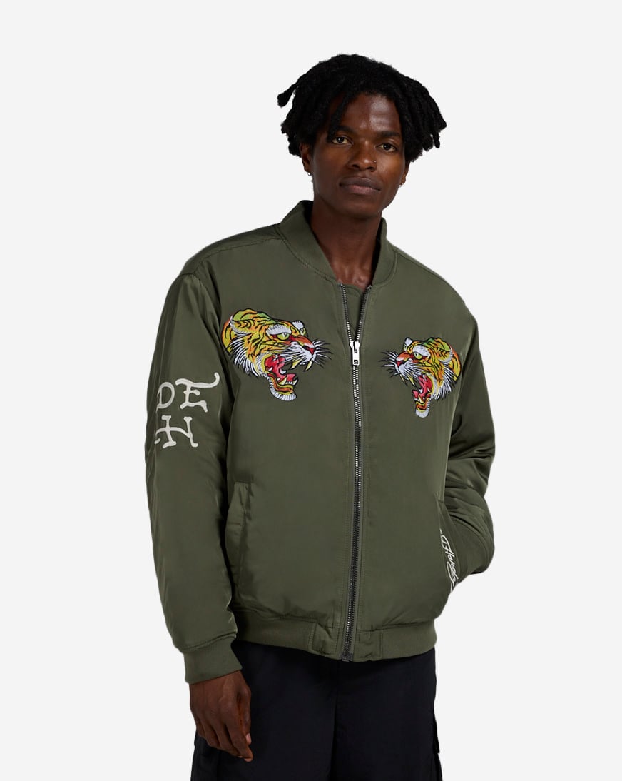 Shop Ed Hardy Skull Bomber Jacket EHM012022-OLV green | SNIPES USA