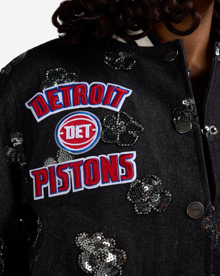 Shop PRO STANDARD Detroit Pistons Denim Sequin Bomber BDPU516715